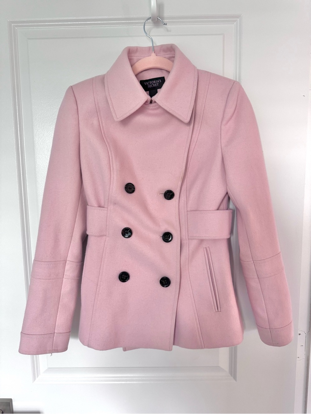 Victoria's Secret Pink Double-Breasted Wool Blend Peacoat